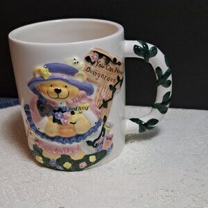 Lefton Bear 3D Mug "You Can Never Overgarden" W/ Box 2000 #12797 M.J. Rupert